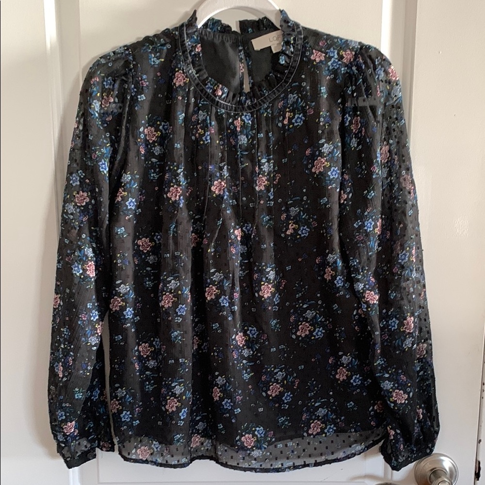 Loft Floral Black Blouse